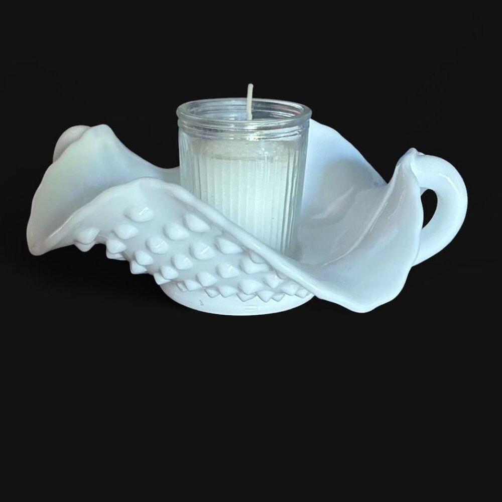Fenton Hobnail White Milk Glass Trinket or Candle Bowl